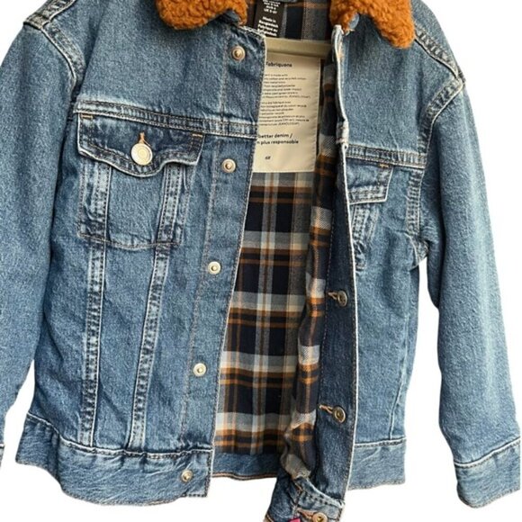 🩷 H&M - Kids’ Lined Denim Trucker Jacket - Blue. Size: 6 (US) - Picture 3 of 10